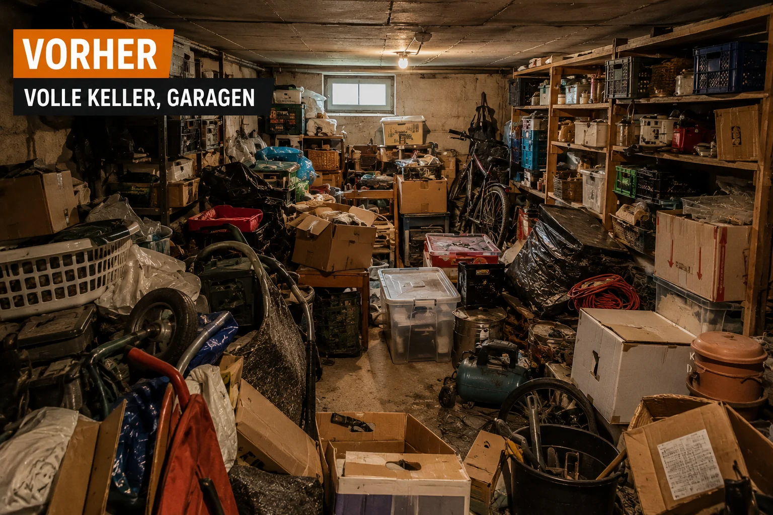 Vorher voller Keller und Garage